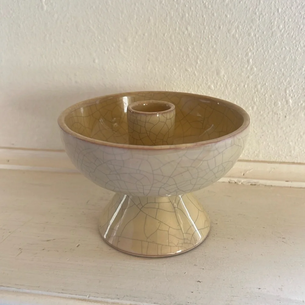 Unique crackle glaze candlestick holder ceramic
